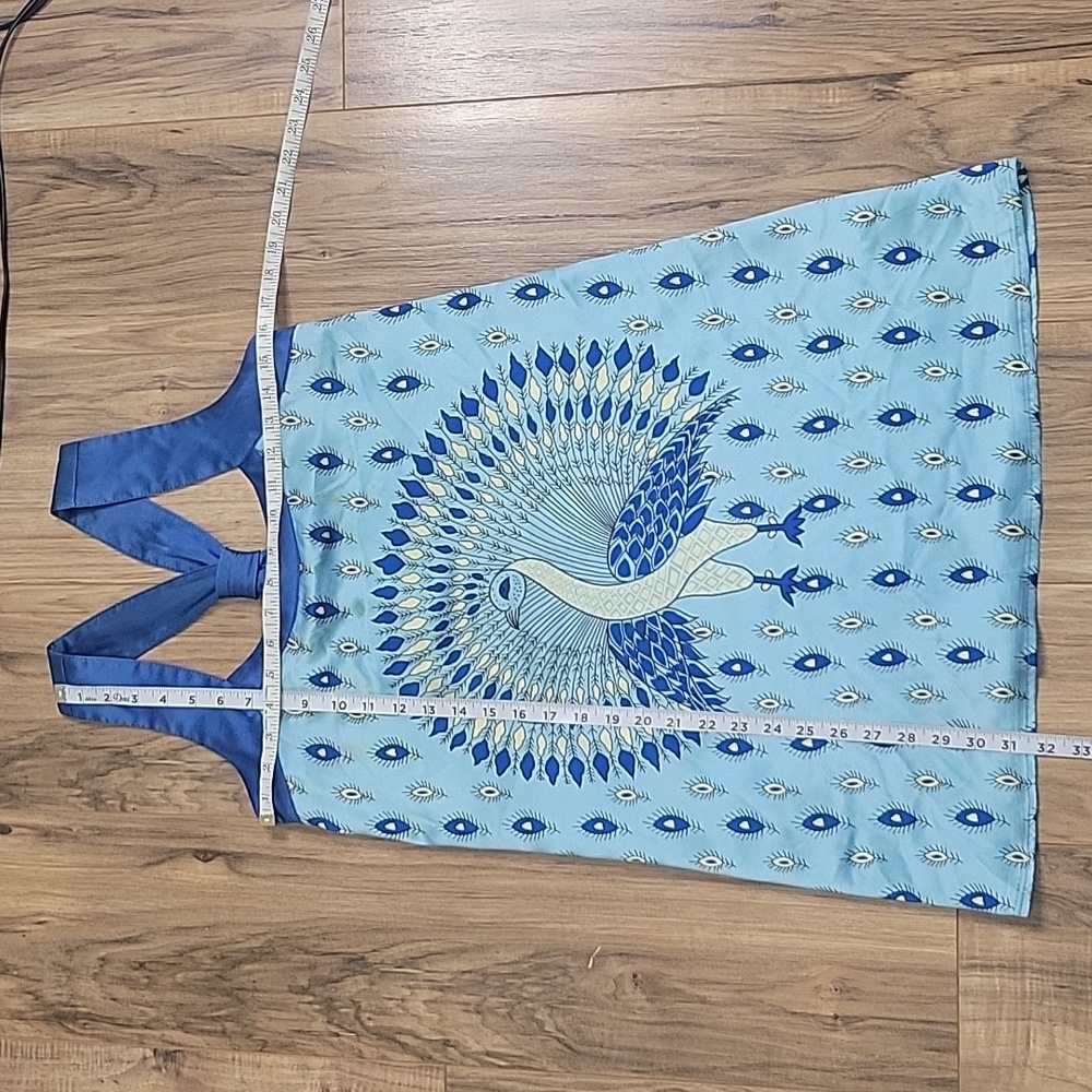 Voom by Joy Han Blue Peacock  Silk Tank Style Dress - Picture 8 of 15